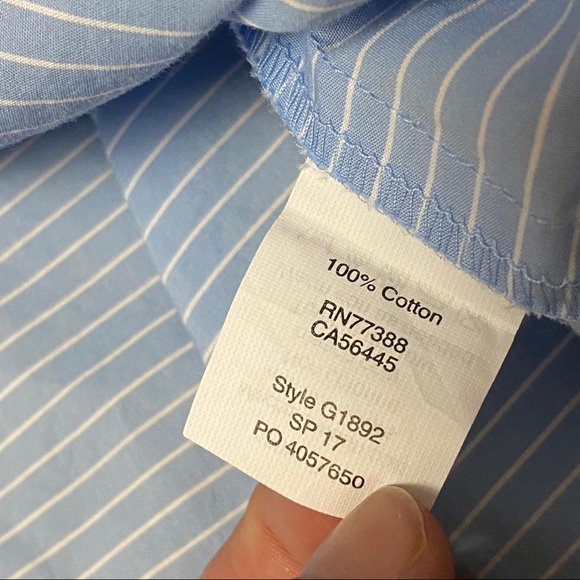 MADEWELL Striped Tie-Sleeve Popover Top blue & white size Small - Picture 8 of 9